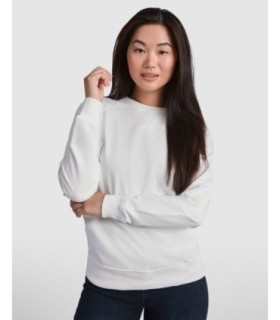 Sudadera básica de mujer color blanco personalizable con manga larga estilo ranglán