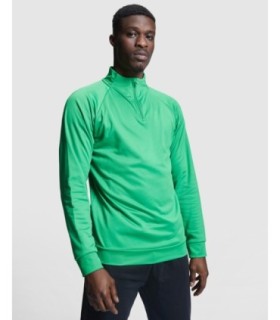 Sudadera técnica deportiva azul marino con media cremallera y cuello alto