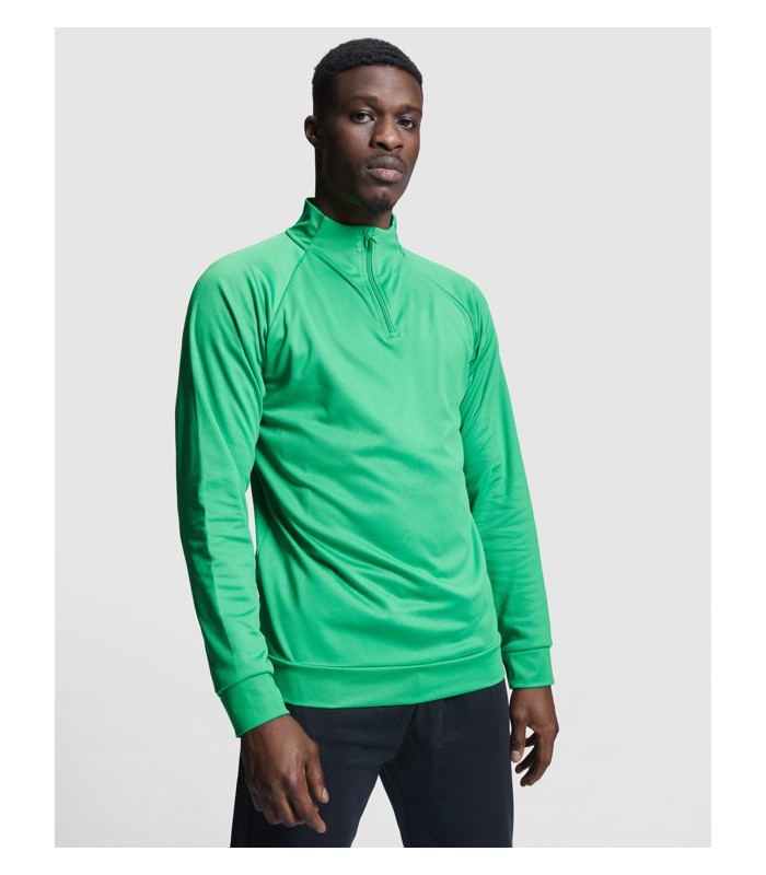 Sudadera técnica deportiva azul marino con media cremallera y cuello alto