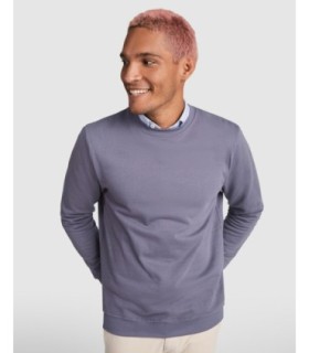 Sudadera algodón básica negra con cuello clásico y puños ajustados