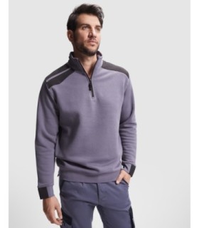 Sudadera de trabajo MAVERICK negra con media cremallera y detalles rojos