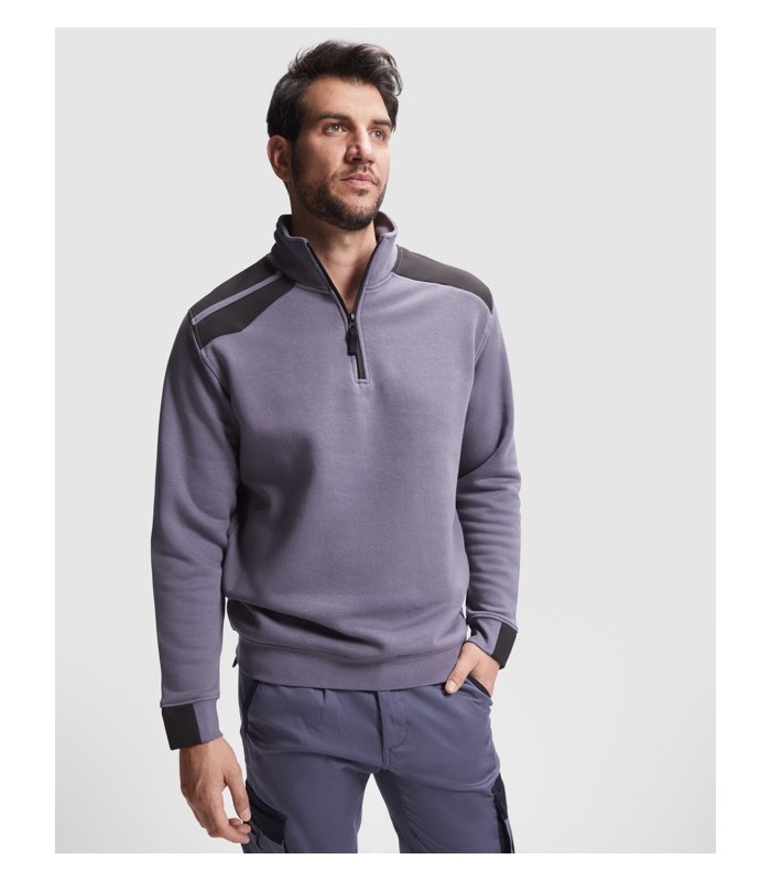 Sudadera de trabajo MAVERICK negra con media cremallera y detalles rojos
